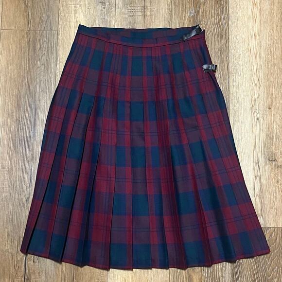 VTG Hector Russell Kiltmaker Kilt Scotland Red Green Blue Tartan Plaid 100% Wool - Picture 1 of 11